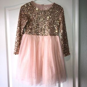 Sequin tule rose gold gown